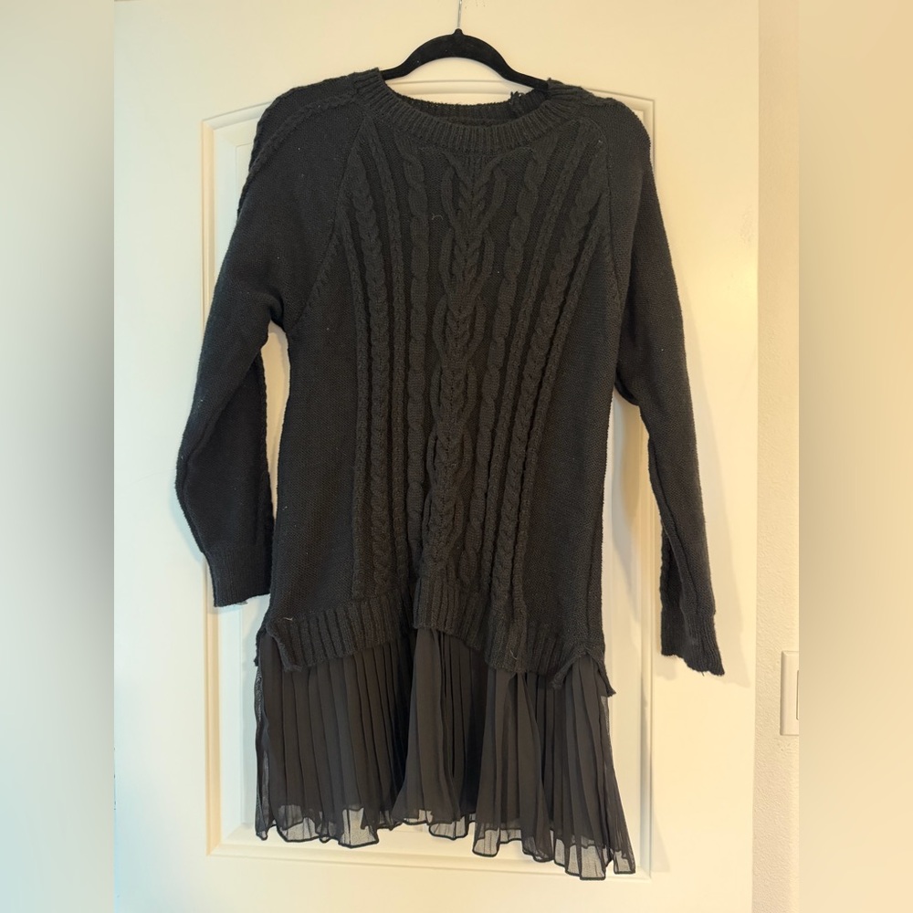 Black Cable Knit Sweater Dress